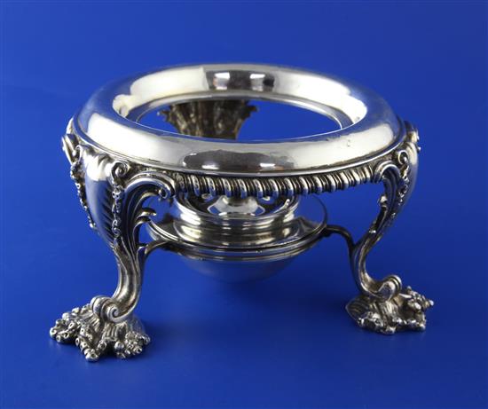 A George IV silver coffee pot stand and burner by Benjamin Smith III, gross 21 oz.